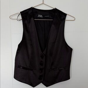 Zara Dark Satin Buttoned Vest